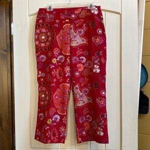 Like New! ECI New York fully lined silk embroidered crop pants